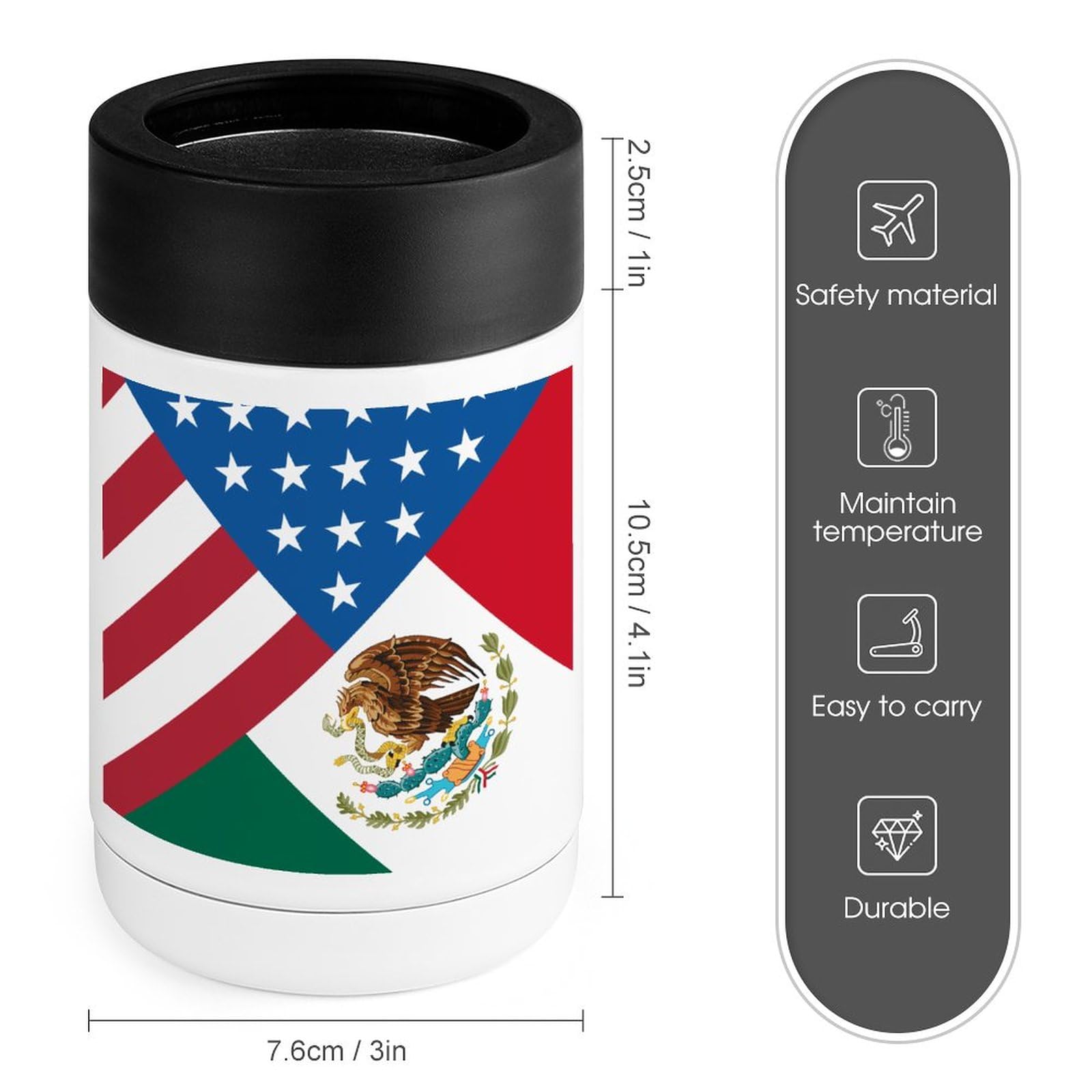 American Mexican Flag Funny Cooler Portable Insulated Can Or Bottle Coolers Instant Quick Drink Cooling Cup for Home Office