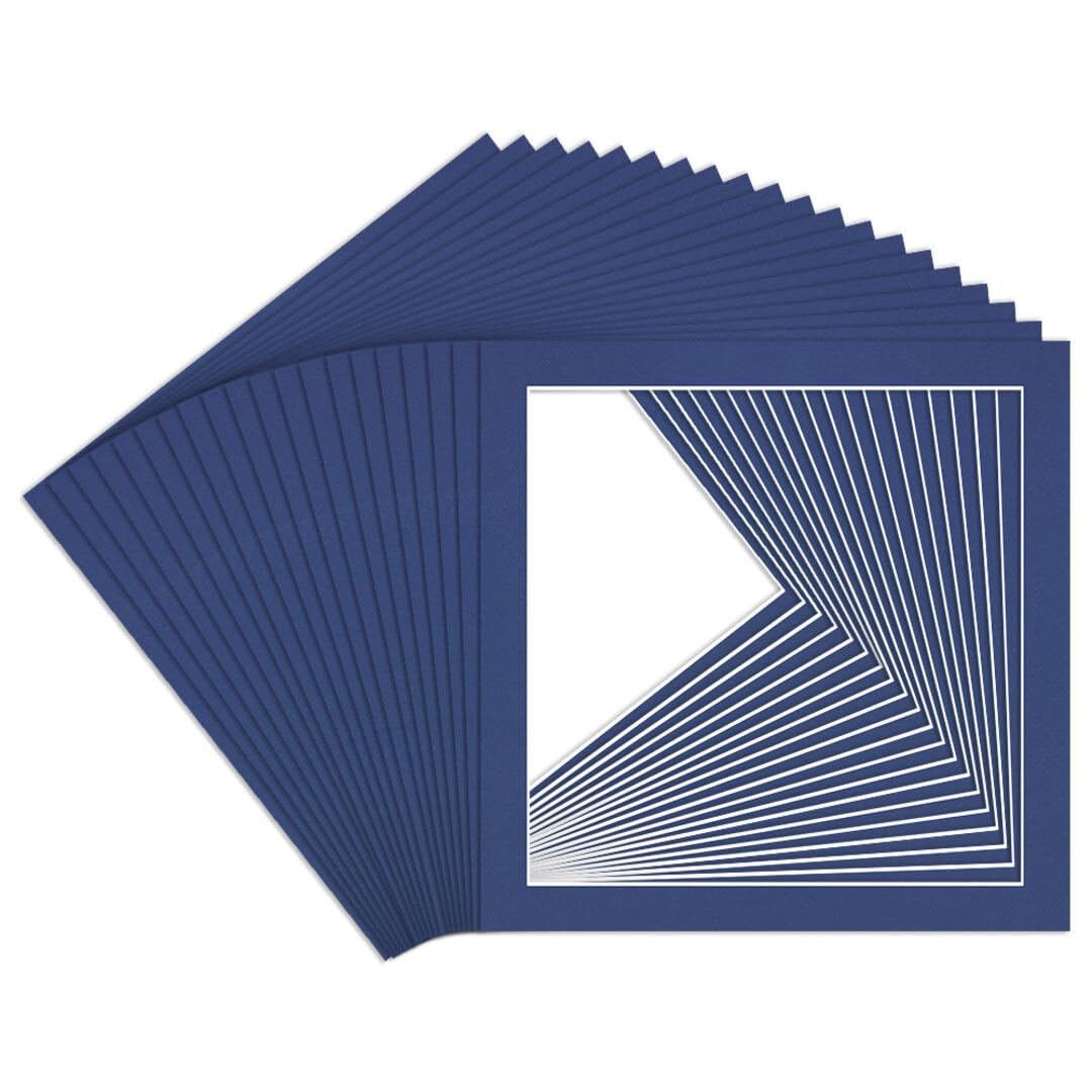 Procut Global 12x12" Blue Picture Mounts to Fit 10x10" Aperture - Precision Cut Cardboard Photo Mount - Ideal for Frames, Prints, Artwork & Certificates - Sizes & Colours Available - 20 Pack — image 1