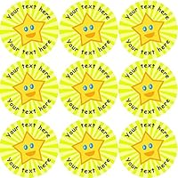 144 Happy Star Personalised (Yellow Background) 30 mm Reward Stickers for School Teachers, Parents and Nursery