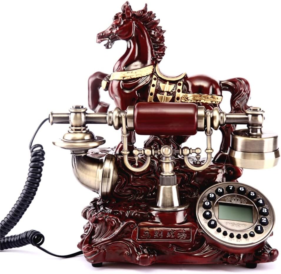 European Antique Telephone Ornaments Fixed-line Landline Horse to Success Home Decoration Ornaments