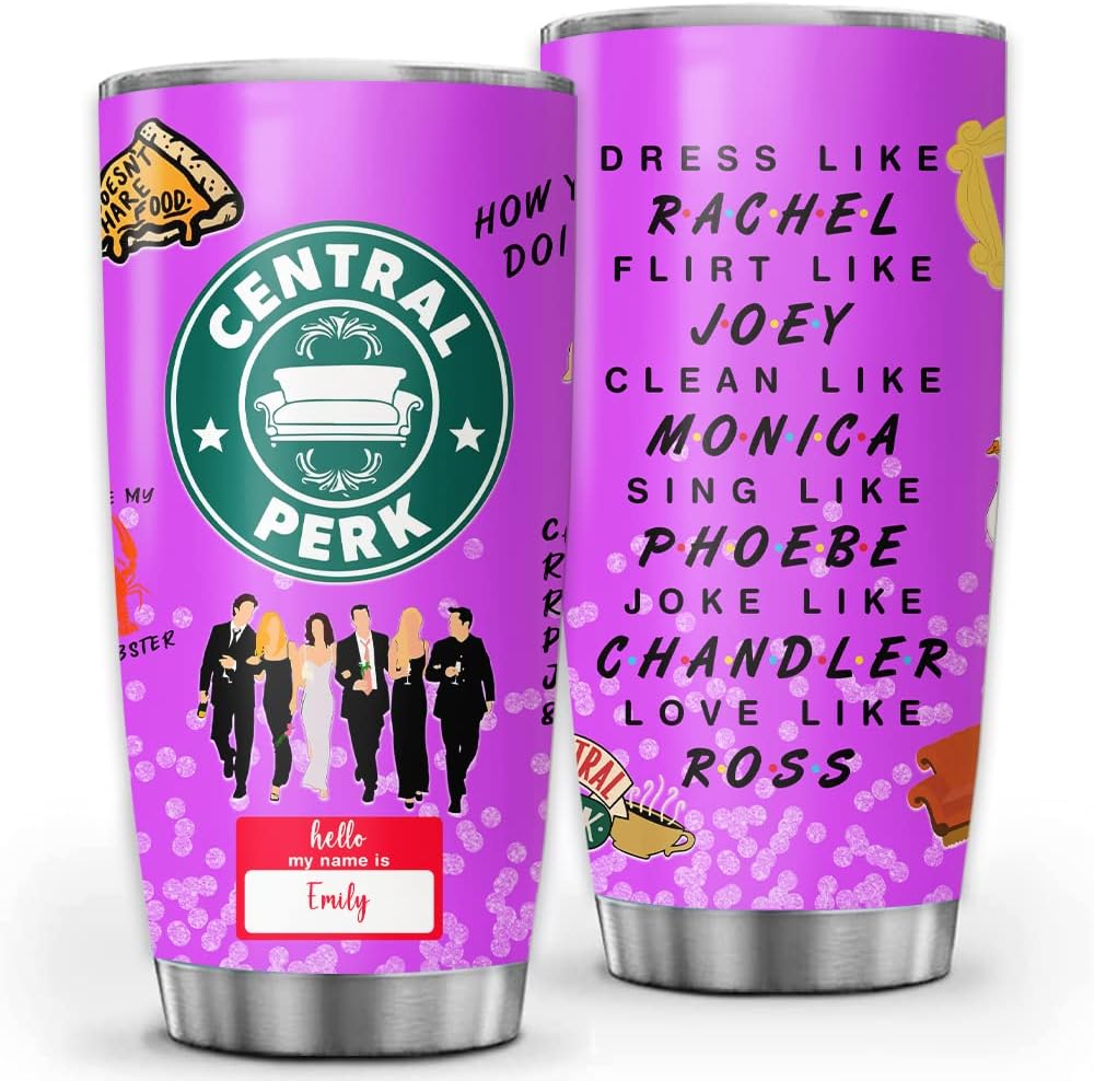 Best Friend Tumblers for Women Men - Central Friends Perk TV Show Tumbler Cup for Work Bestie Soul Sister BFF Coworker Birthday Friendship Gifts 20oz 30oz Coffee Travel Mug Tumblers