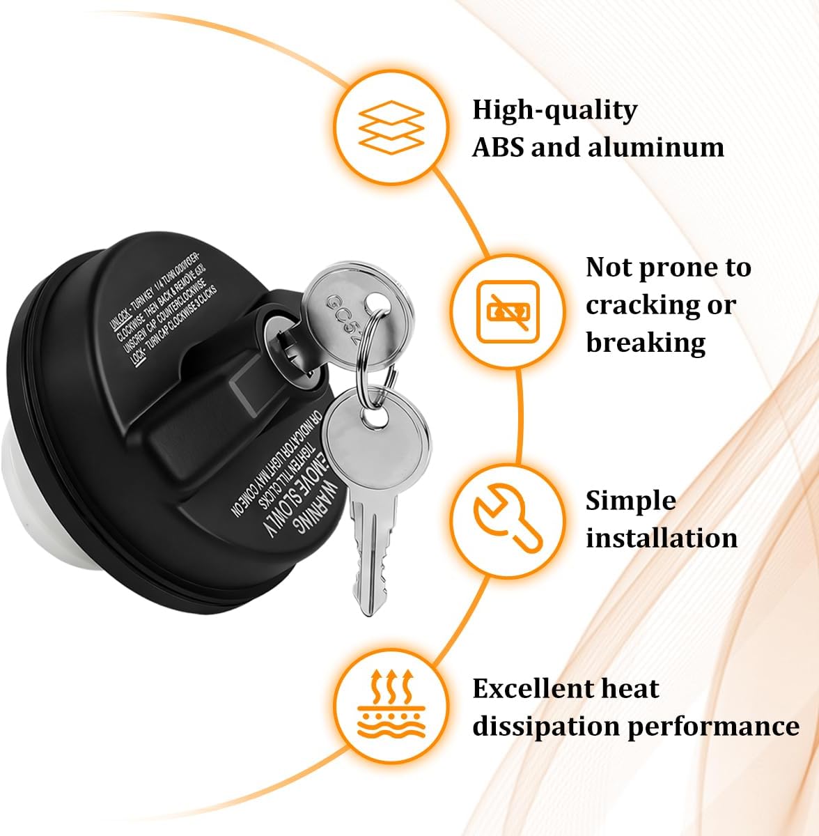 Car Locking Gas Cap, OEM# 12495845 Heavy Duty Vehicle Fuel Filler Door Locking Cover with Keys, Automotive Replacement Accessories, Compatible with Accord Avalon Venza