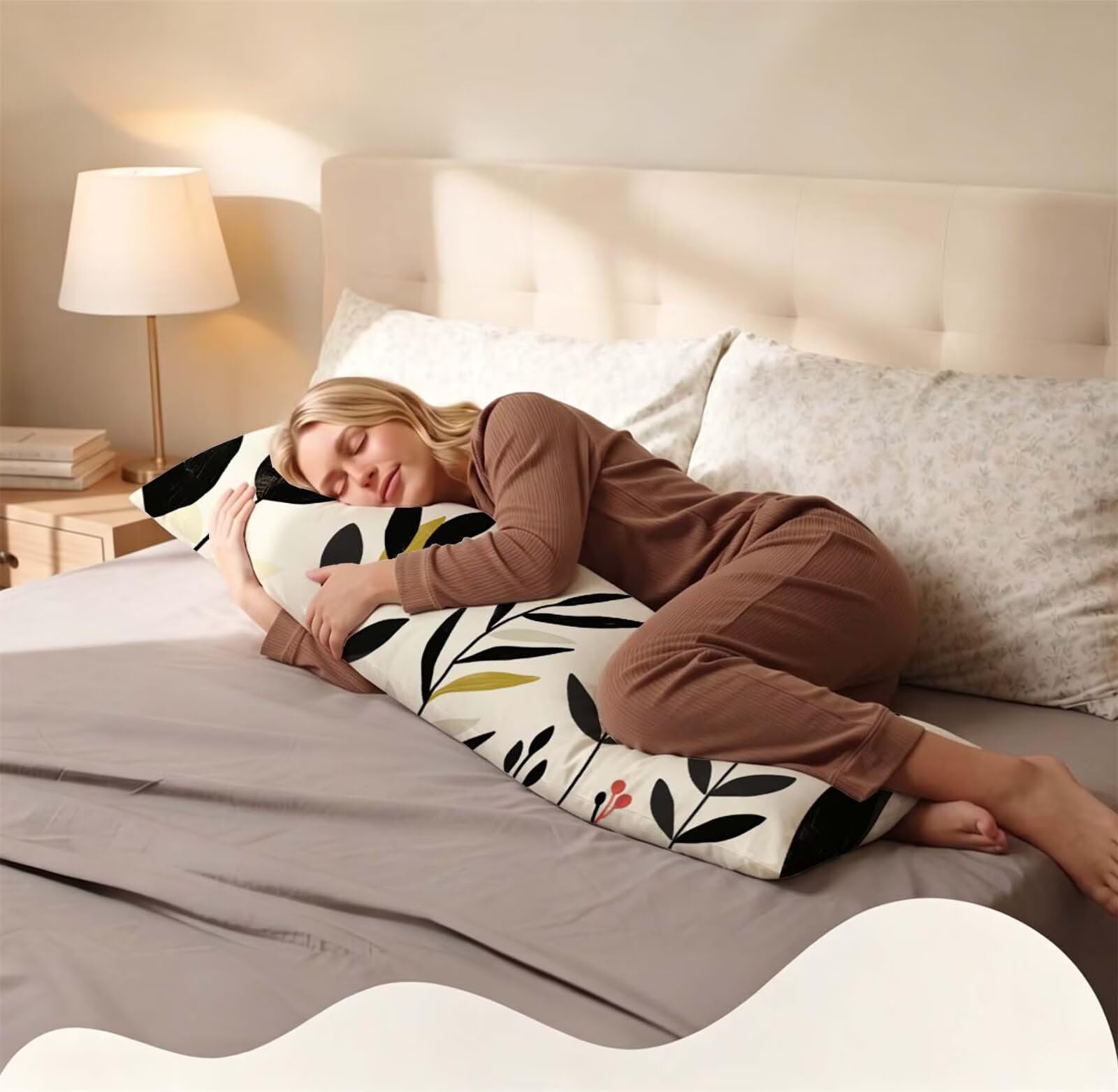 Fodera Cuscino 50 x 150 cm, Nordic-6 Lino Cuscini per Divano Letto, | con Invisibile Cerniera, Morbida e Traspirante, per biancheria da letto, divano, hotel, chi dorme sul fianco Fiore-3 j-21