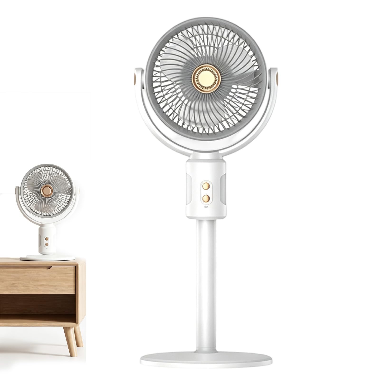 Ventilatore a Colonna, Ventilatore a Circolazione d'Aria 2 in 1 da Tavolo e Pavimento, Altezza Regolabile 36-85 cm, Ventilator Oscillante 360° con Telecomando e Timer 8h, Silenzioso per Casa