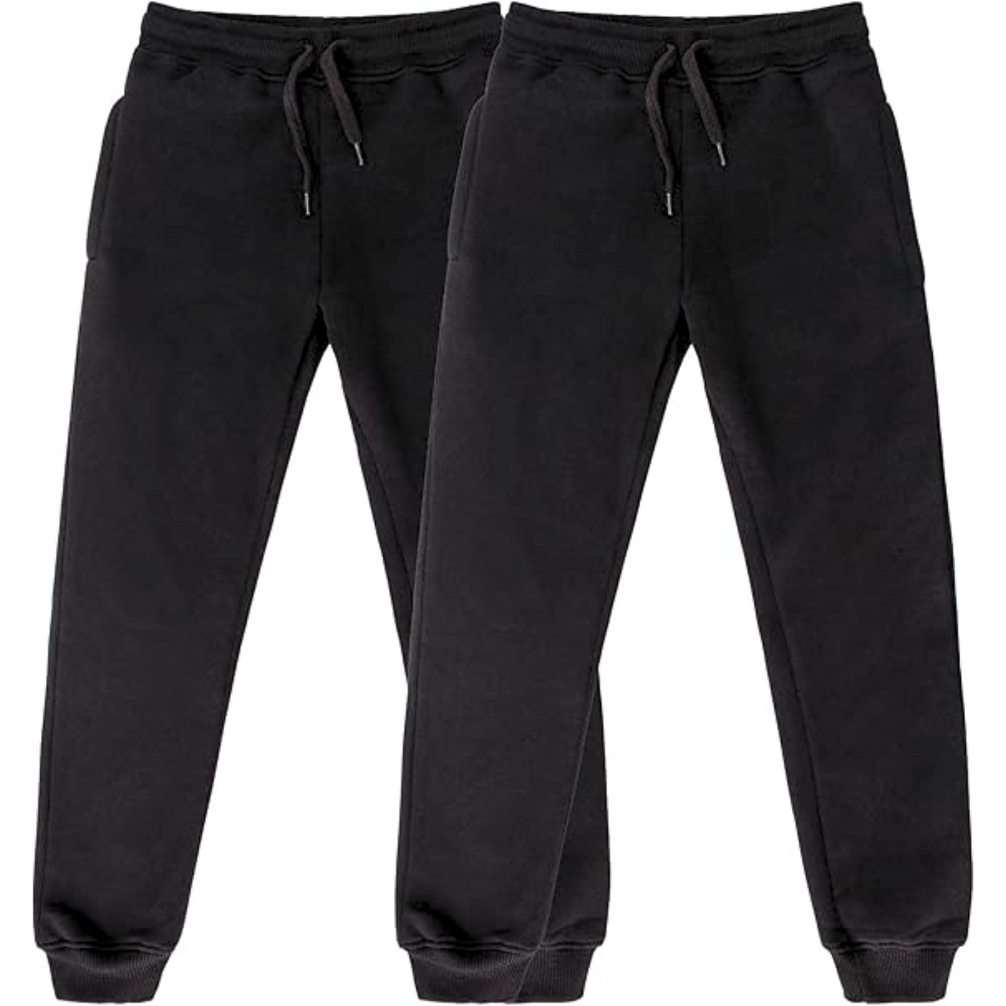 Zargun Kids Jogging Bottoms 2-Pack Slim Fit PE Joggers, Activewear Sweatpants, Lounge Pants, and Uniform Trousers for Boys & Girls, Ages 5-14 (UK, Age, 13 Years, 14 Years, Regular, Black)