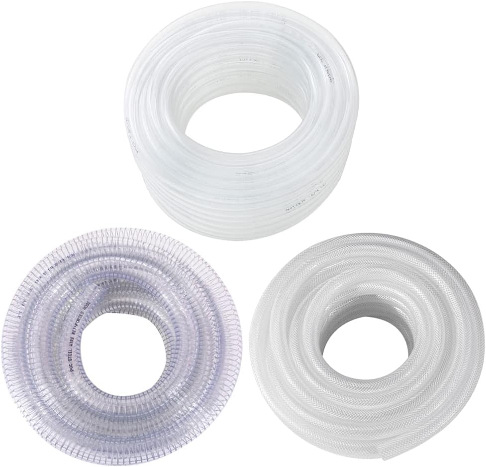 DAVCO Clear Vinyl Tubing and Reinforced Hose, Low Pressure Flexible PVC Tubing, Heavy Duty UV Chemical Resistant Lightweight Plastic Vinyl Hose, BPA Free and Non Toxic