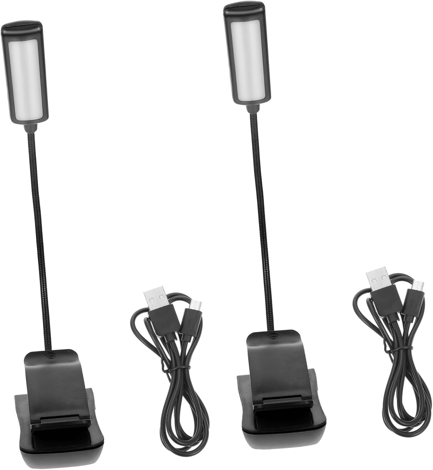 2pcs LED Reading Clip Lamps Rechargeable Adjustable Piano Music Stand Lights Eye Protection Book Light for Night Use