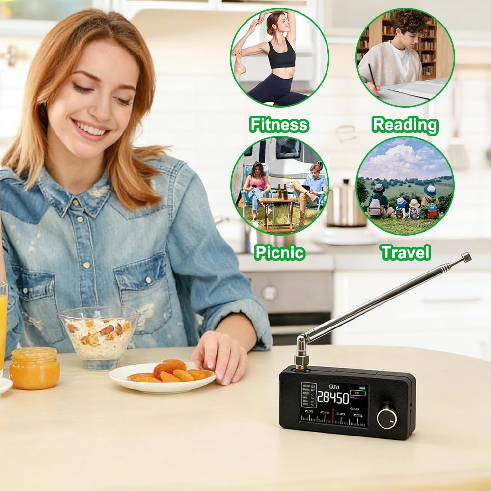 ATS Mini V4, SGZIOO SI4732 Mini Radio Batteriebetrieben, Radio Klein Batterie mit 1,9" IPS Farbdisplay, Radio Klein mit 800mAh Akku, Kleines Radio 0.5-108MHz Vollband-Empfänger für LSB, USB, AM, FM