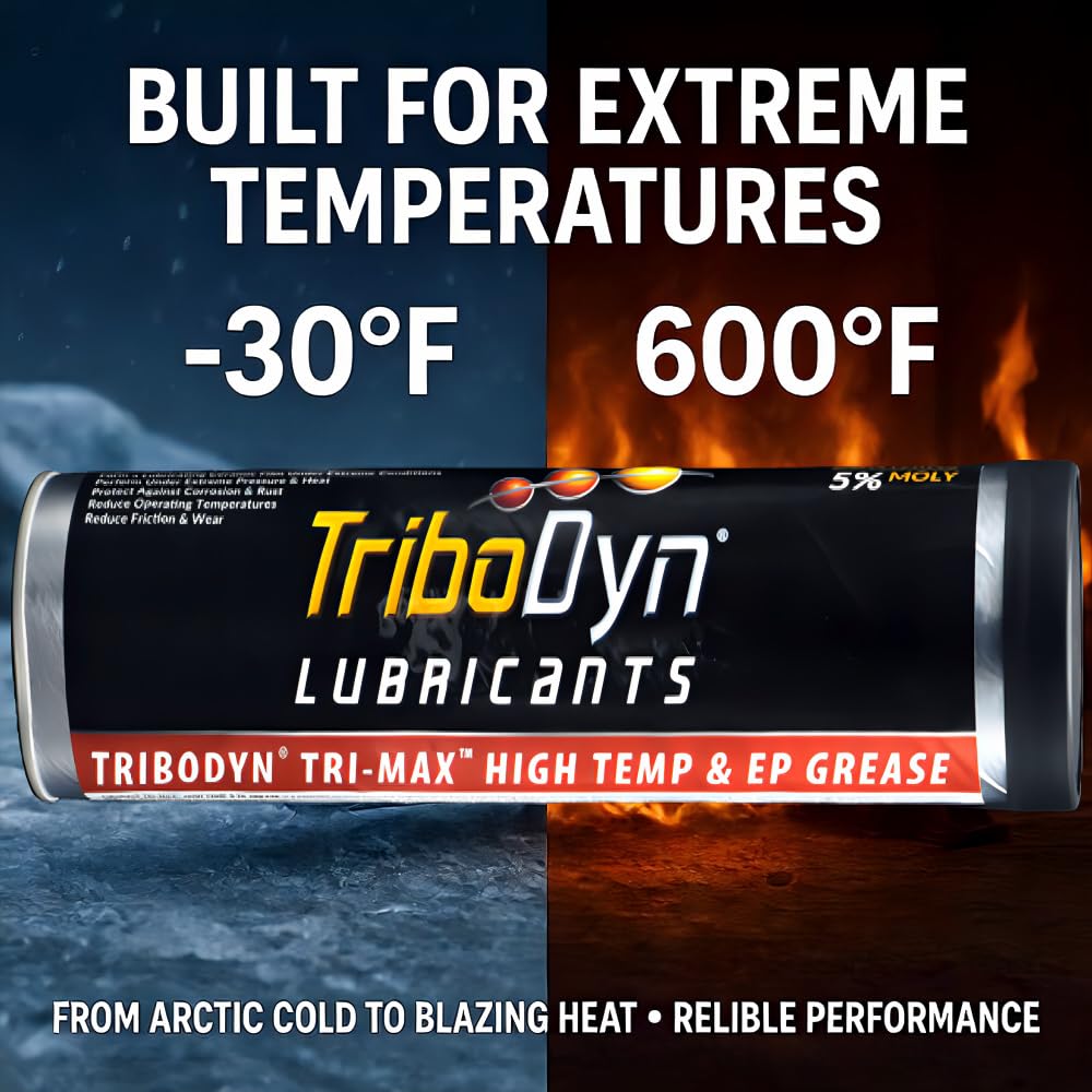 Tri-Max High Temp EP Grease - 600°F, NLGI GC-LB, 5% Moly Alternative, Ceramic Lubricant for Automotive, Construction & Industrial Use (14 OZ Cartridge - Case of 10)