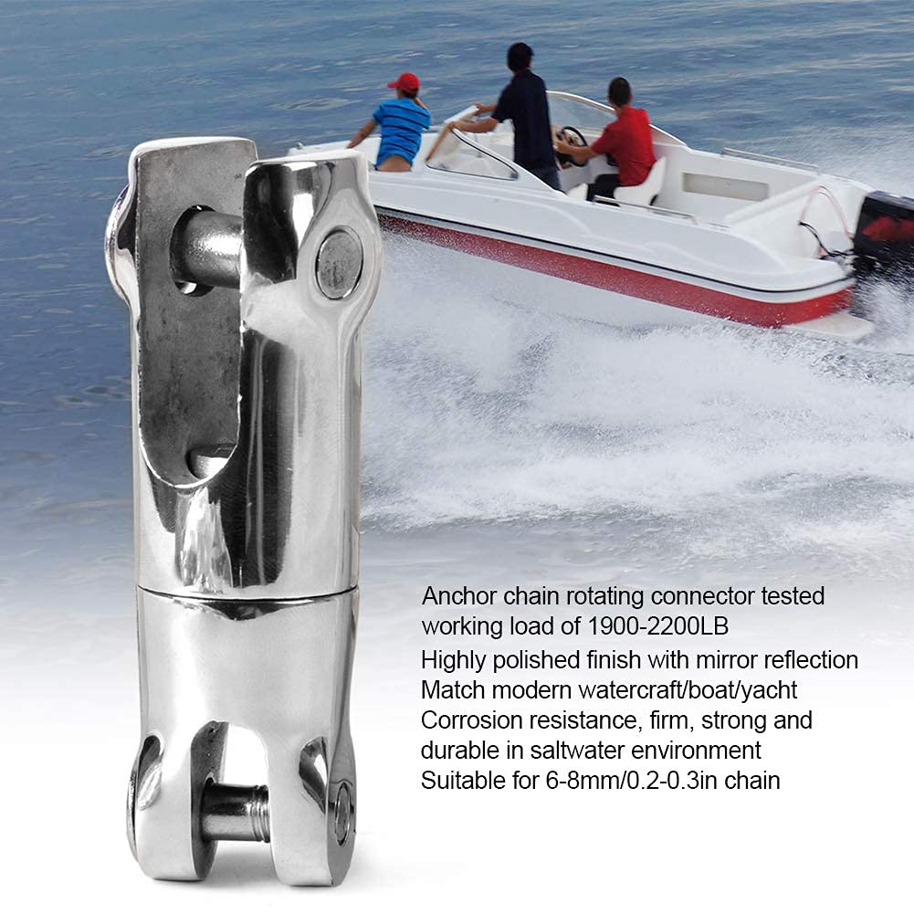 Aramox Conector Giratorio de Ancla, Acero Inoxidable, Accesorio para Barco, Compatible con Cadena de 6 a 8 mm