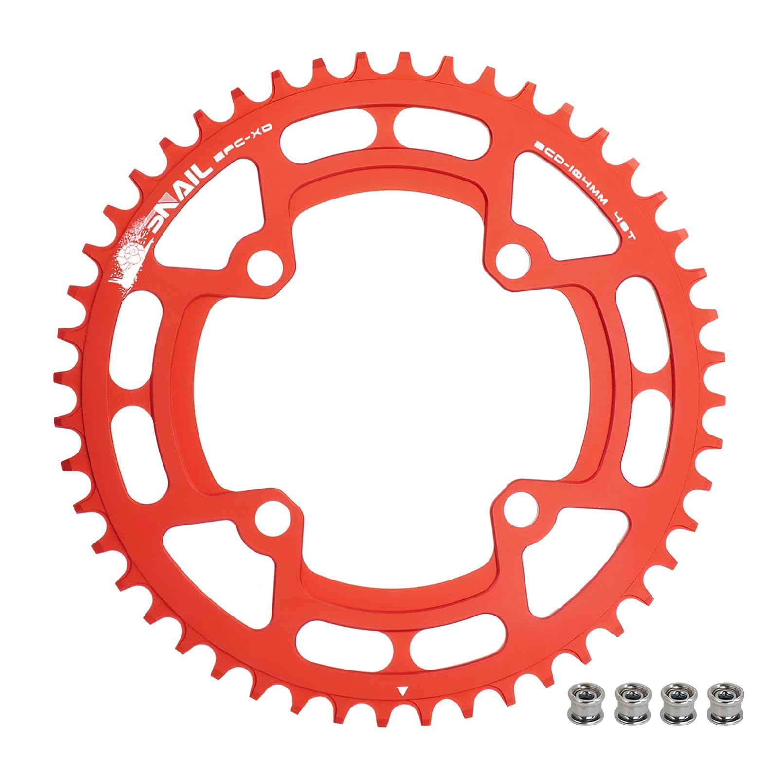 BESNIN Bike Chainring 104 BCD 30T 32T 34T 36T 38T 40T 42T 44T 46T 48T 50T 52T Round Narrow Wide Single Chain Ring for 7 8 9 10 11 12 Speed MTB BMX Road Bike (Red, 48T)