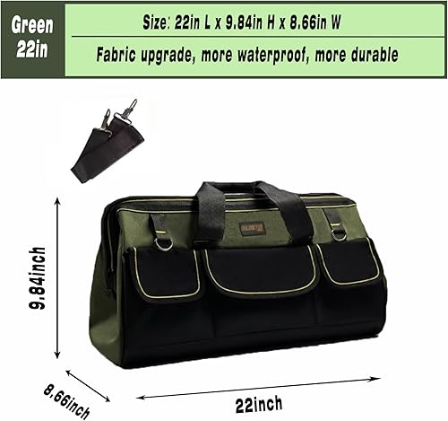 Miniatura 2 de Bolsa de herramientas de boca ancha de 22 pulgadas, bolsa de herramientas resistente, bolsa de almacenamiento de herramientas, multifuncional, de
