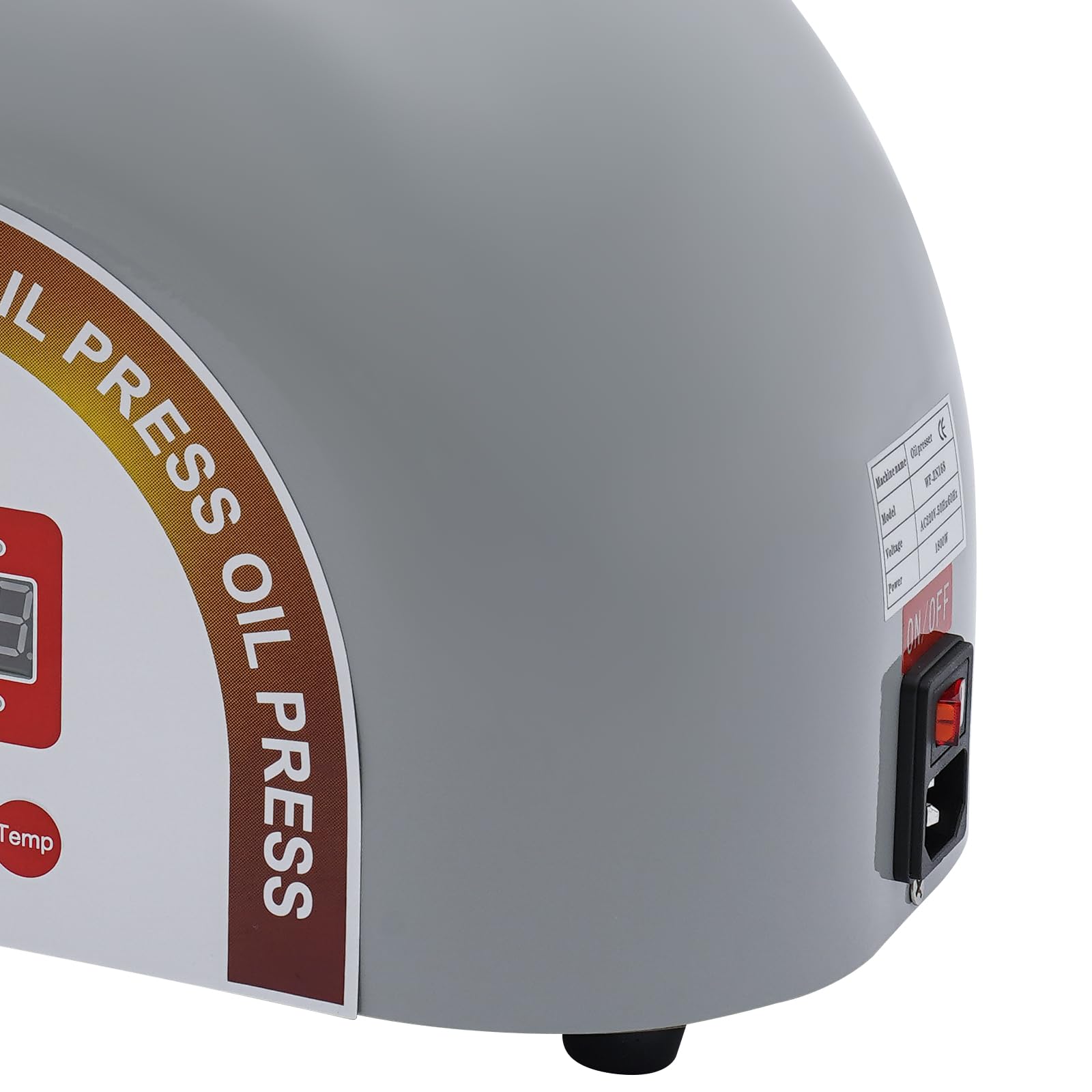 Presse à huile électrique 1800W en acier inoxydable, température réglable avec filet de protection, rendement 95%, double leviers pour usage domestique et professionnel