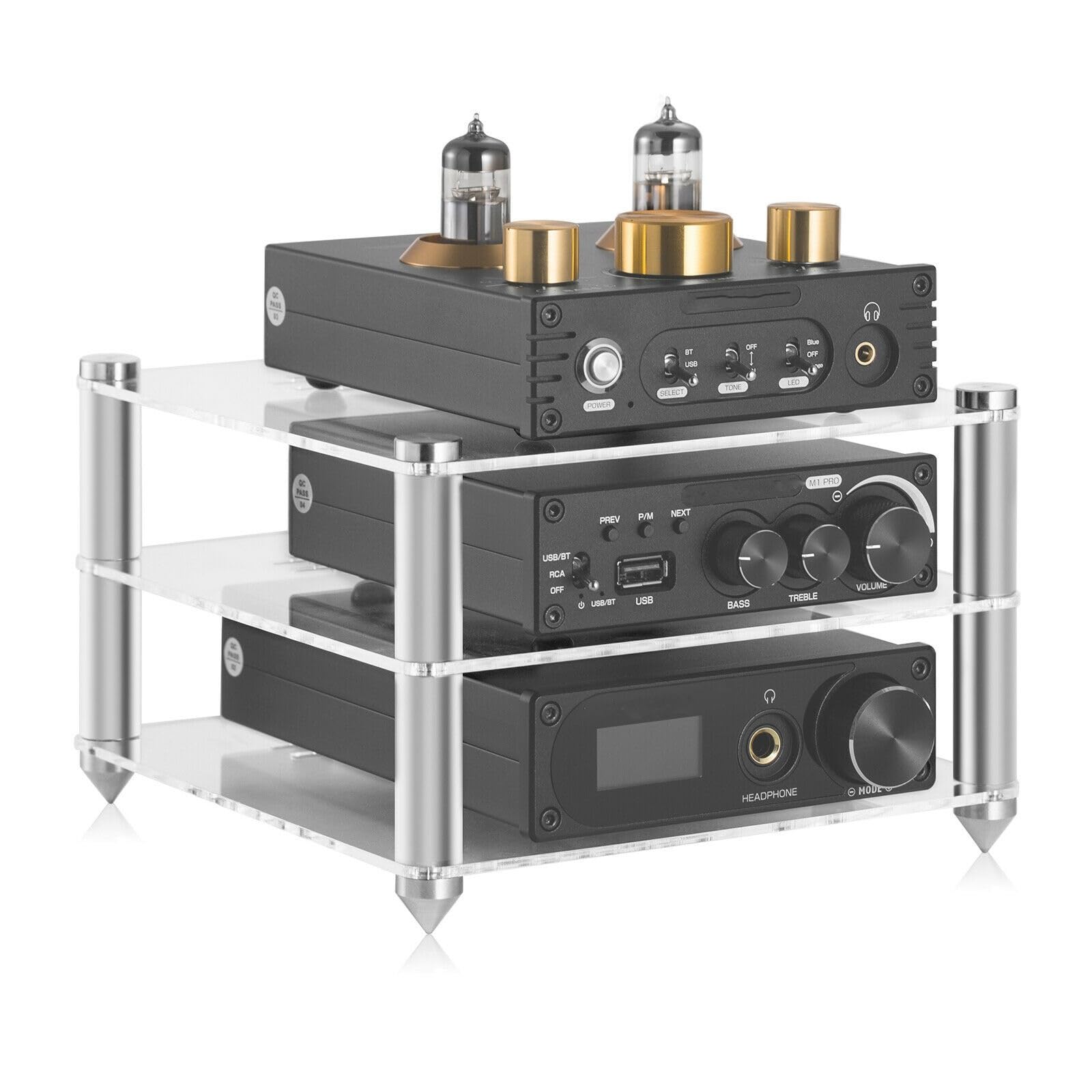Mobile Stereo Hi Fi Rack In Acrilico, 2 Ripiani, Moderno, Scaffale Av, Per Giradischi, Soggiorno, Sala Giochi