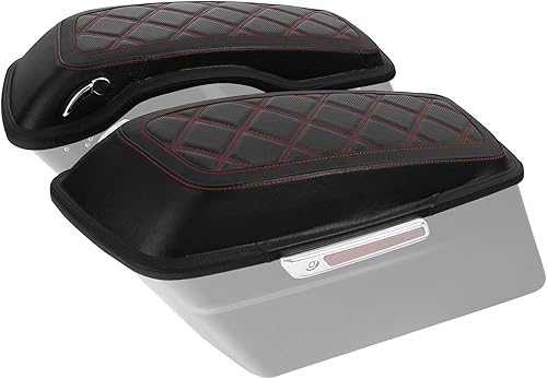 Miniatura 7 de TCMT Cubiertas de tapa de alforja de costura roja para Harley Touring CVO Road Glide Road King Street Electra Glide 2014-2023