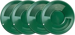 ASR Outdoor 4 Pack Green 10 Inch Gold Mining Pans for Gold Prospecting 2 Riffle Types
