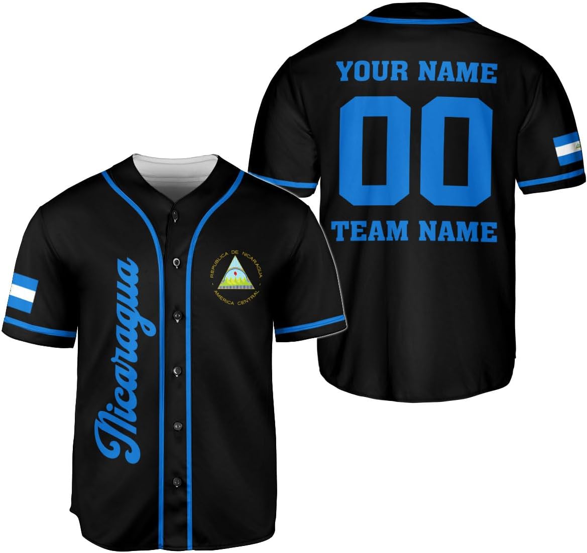 Personalized Nicaragua Baseball Jersey Shirt, Name Nicaraguan Nicaragua Jersey for Men & Women, Nicaragua Flag Shirt