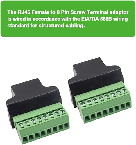 Miniatura 3 de Poyiccot RJ45 Breakout, conector adaptador de terminal de tornillo RJ45, paquete de 2 conectores RJ45 8p8c hembra a conector de terminal de tornillo