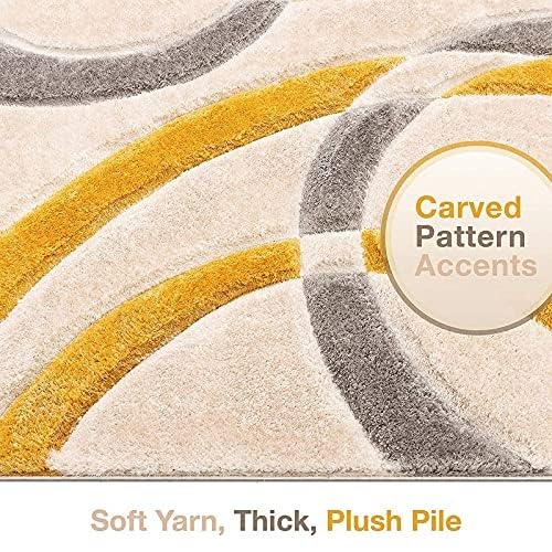 Image of Carpet for Living Room 5X7 FEET Modern Soft Shaggy Carpet Thick, Fluffy & 2 inch Pile Shag Rug for Your Kids Room, Bedroom & Livingroom (Yellow)