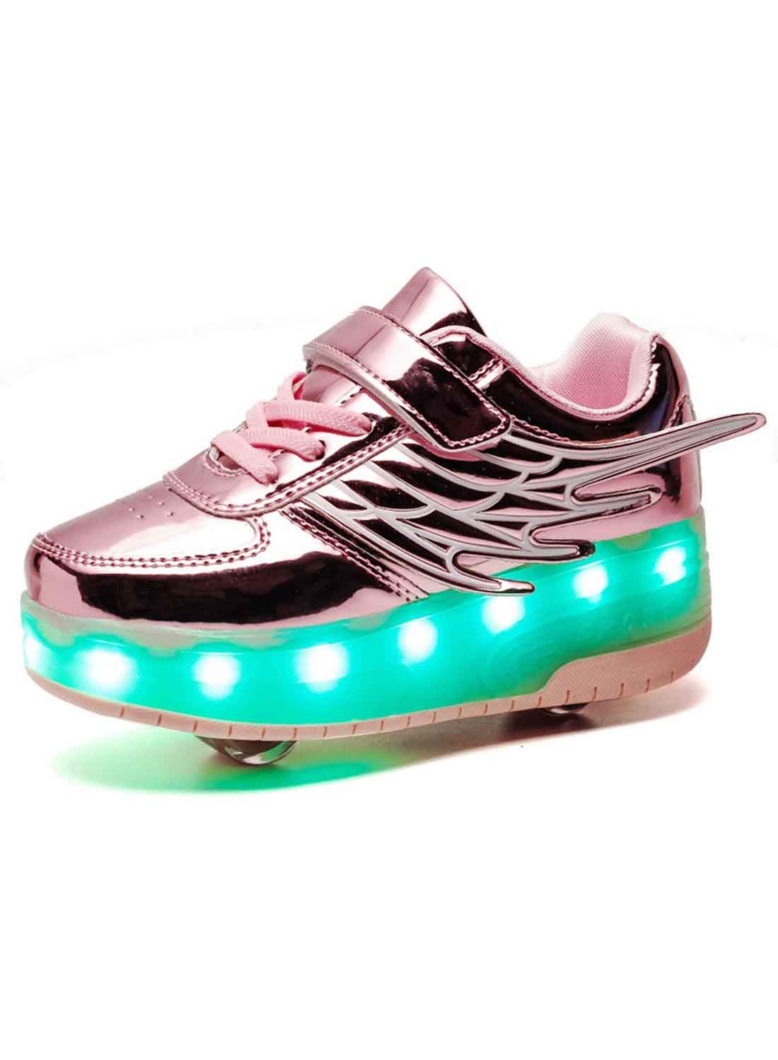 HUSKSWARE Roller Skates Shoes Girls Boys Wheel Shoes Kids Wheel Sneakers Roller Sneakers Shoes with Wheels 30 EU Pink