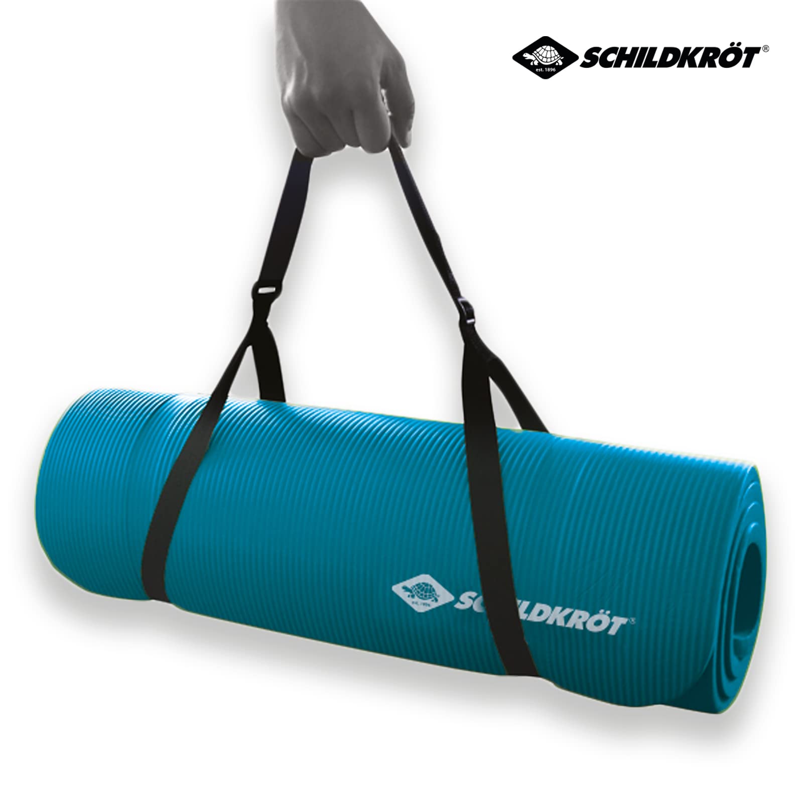 Schildkröt mata fitness, 10 mm, antypoślizgowa mata gimnastyczna, różne kolory do wyboru, z paskiem do noszenia, 185 x 61 x 1,0 cm