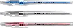 Caneta Esferográfica – STABILO Liner 808 – Pacote com 3 unidades – Azul, preto e vermelho