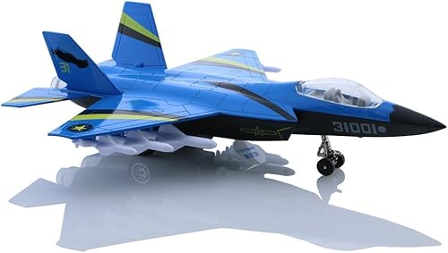 Miniatura 3 de HSOMiD Aviones de aleaciónaviónjuguete de aviones con bombarderos sigilosos de tracción y aviones de combate negro (azul)