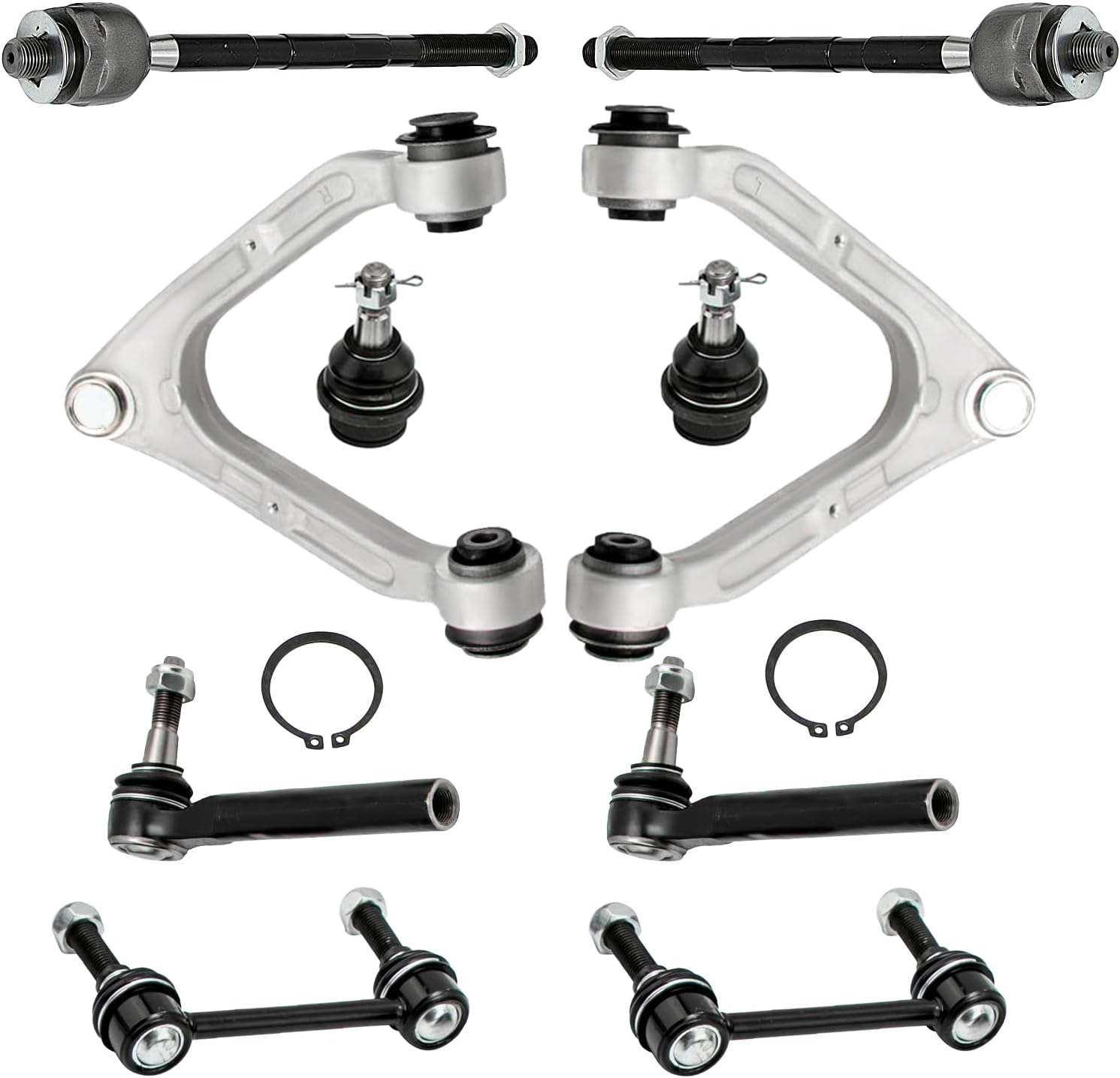 maXpeedingrods 10Pc Front Suspension Kit for Hummer H3 2006-2010 H3T 2009-2010, Upper Control Arm with Lower Ball Joint Sway Bar Link Outer Inner Tie Rod K621675 K621676