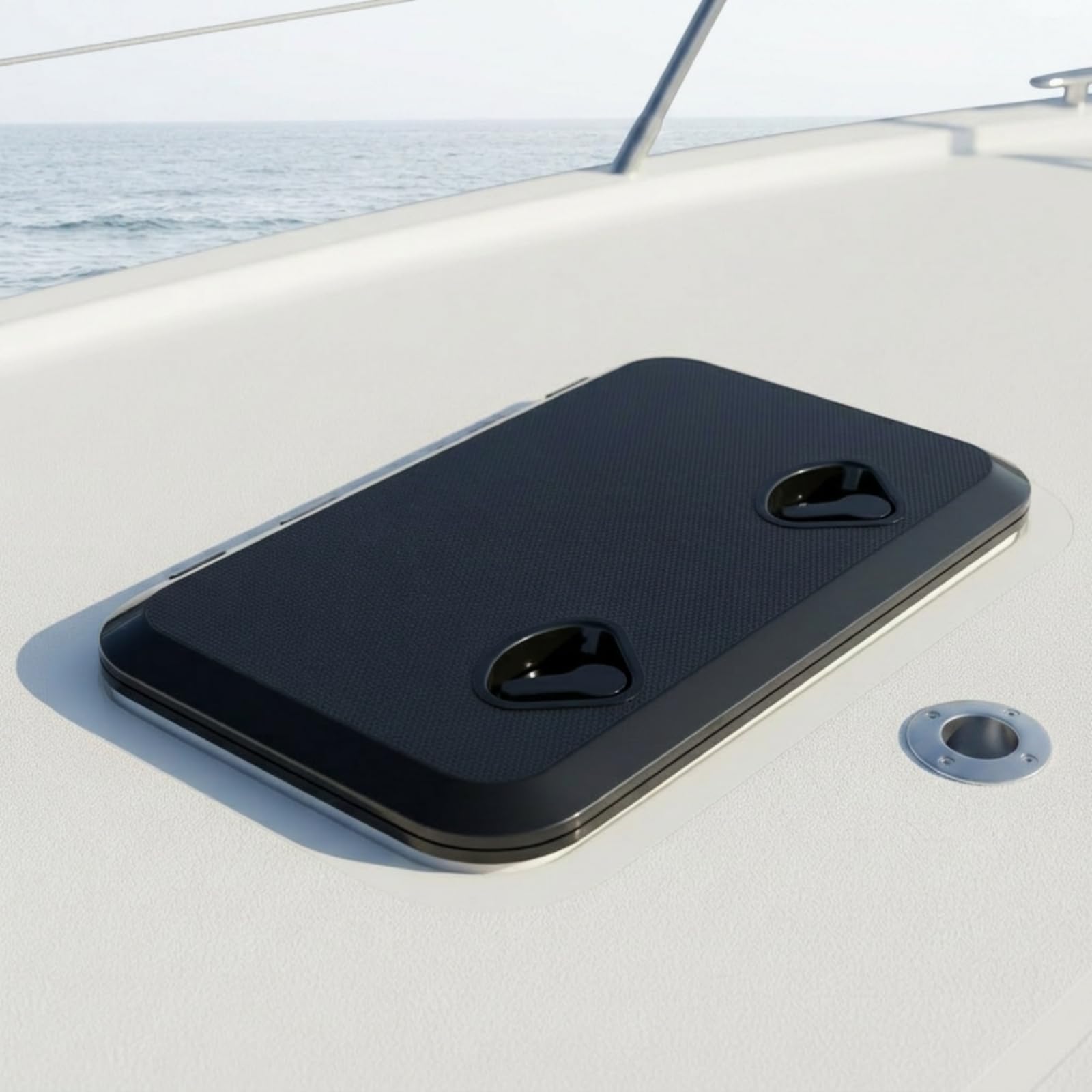 Sportello per Copertura di Alloggiamento Nautico con Coperchio Incernierato E Maniglia di Chiusura per Barche con Superficie Ruvida per Uso Professionale, Bianco, 315 440mm