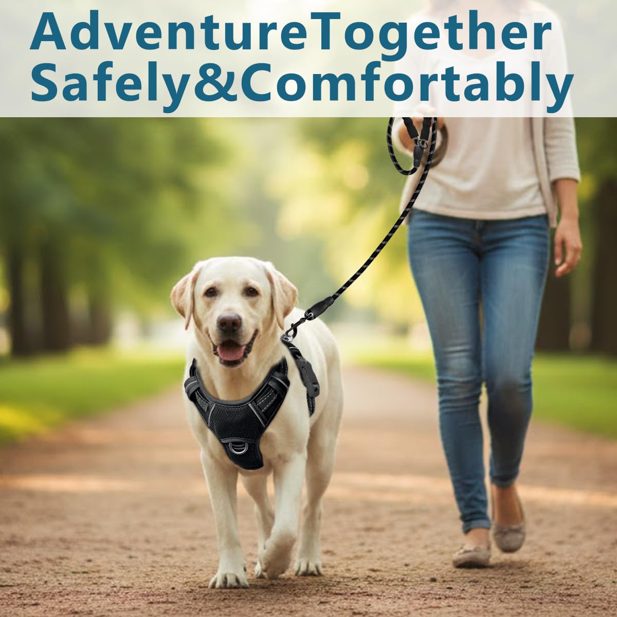 BARKBAY Dog Harness No Pull with ID Tag Pocket - Heavy Duty, Reflective, Easy Control for Large Dogs(Black,M) - image 8