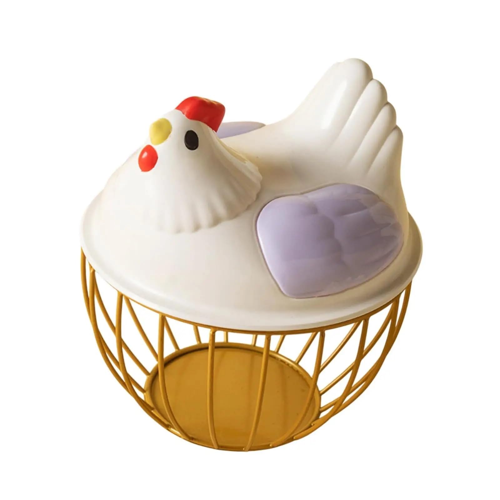 Yonmledo Violet Gold Stripe Chicken Egg Holder Metal Wire Basket For Storing Chicken Eggs, Portable Holder For Fresh Eggs(Violet Gold Stripe)