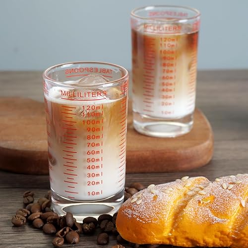 Miniatura 6 de Taza medidora 4 onzas120ML Vaso de chupito líquido pesado alto taza de vidrio espresso (negro)