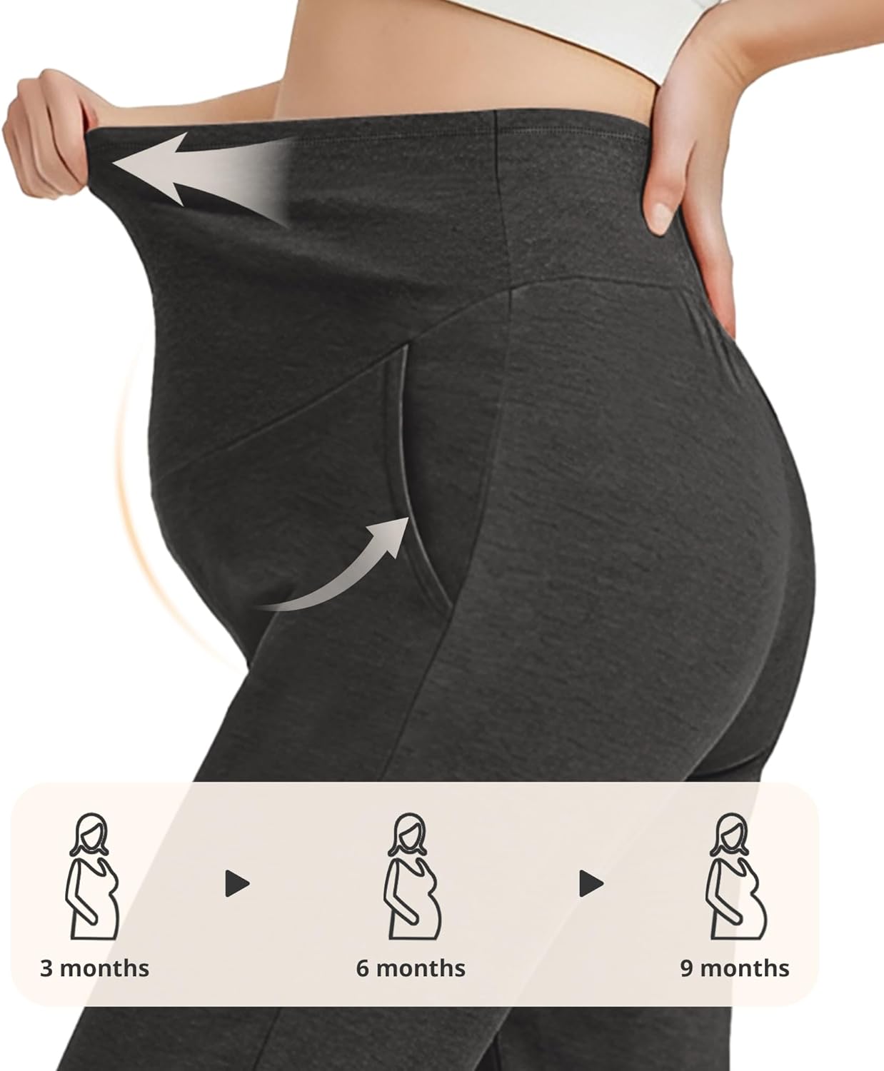 Maternity Pants for Women Bamboo Viscose Over The Belly Joggers with Pockets Soft Pregnancy Lounge Bottom S-XXL - Image 8