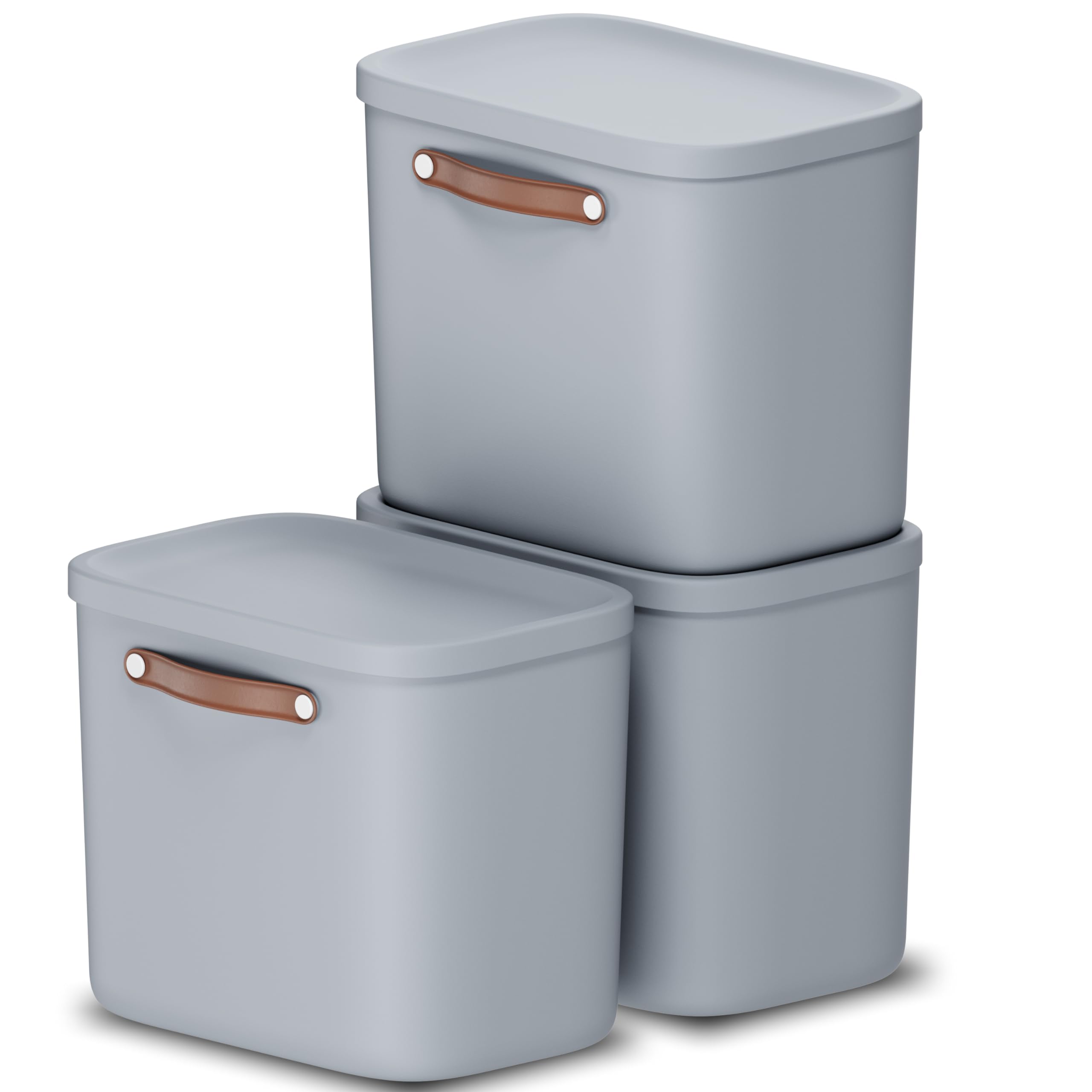 Rotho Maloja 3er-Set Aufbewahrungsbox mit Deckel 25l, Kunststoff, hellblau, 25 (39.5 x 26.5 x 34.0 cm) (Hellblau)