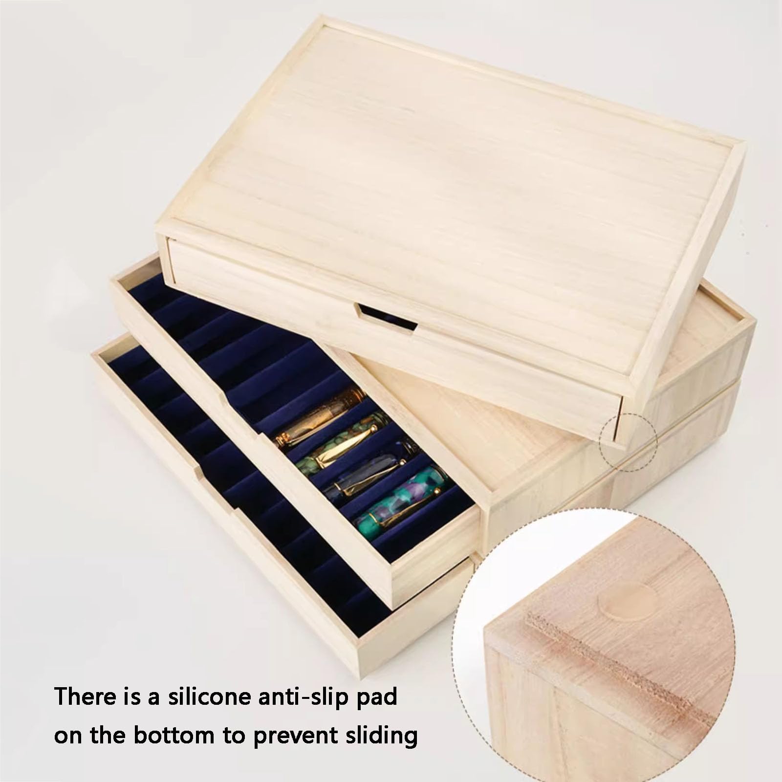 Stiftebox Aus Holz, Stiftebox Mit Einlagiger Schublade, Luxuriöse Sammelbox Für Füllfederhalter, Bietet Platz Für 10 Stifte, Für Zuhause, Büro Und Schule