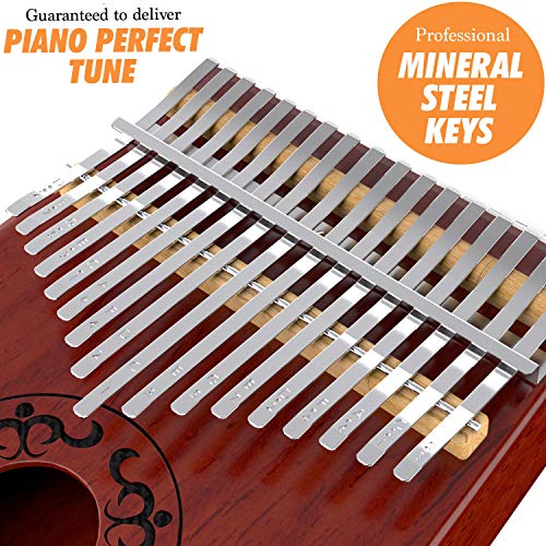 Kalimba Thumb Piano - 17 Keys Portable Thumb Piano, Perfect Gift for Kids and Adult Beginners, Finger Piano Made with African Wood, with Study Instruction, Tune Hammer and Durable Carrying Case - Thumbnail 4