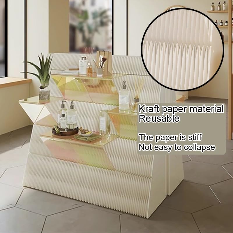 Espositore in Carta, Portatile Piedistallo Triangolare in Cartone, Piedistallo da Terra Espositore per Centri Commerciali Esposizione(Bianco,113x38.5x110cm)