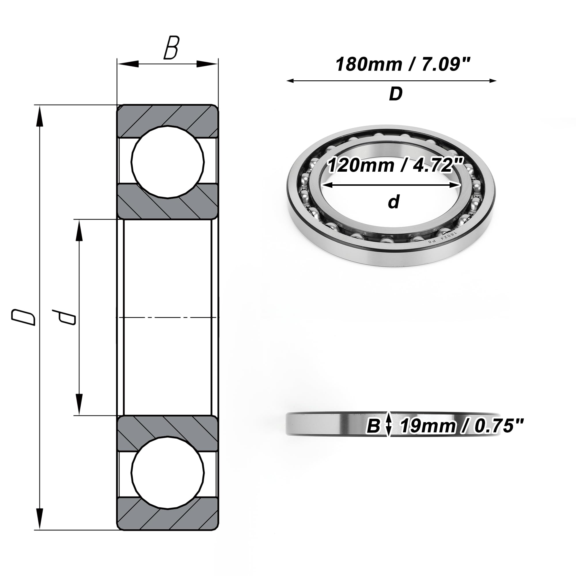A ABSOPRO Roulement À Billes 16024 P6 Lubrifié Ouvert Pour Trottinette 1pc