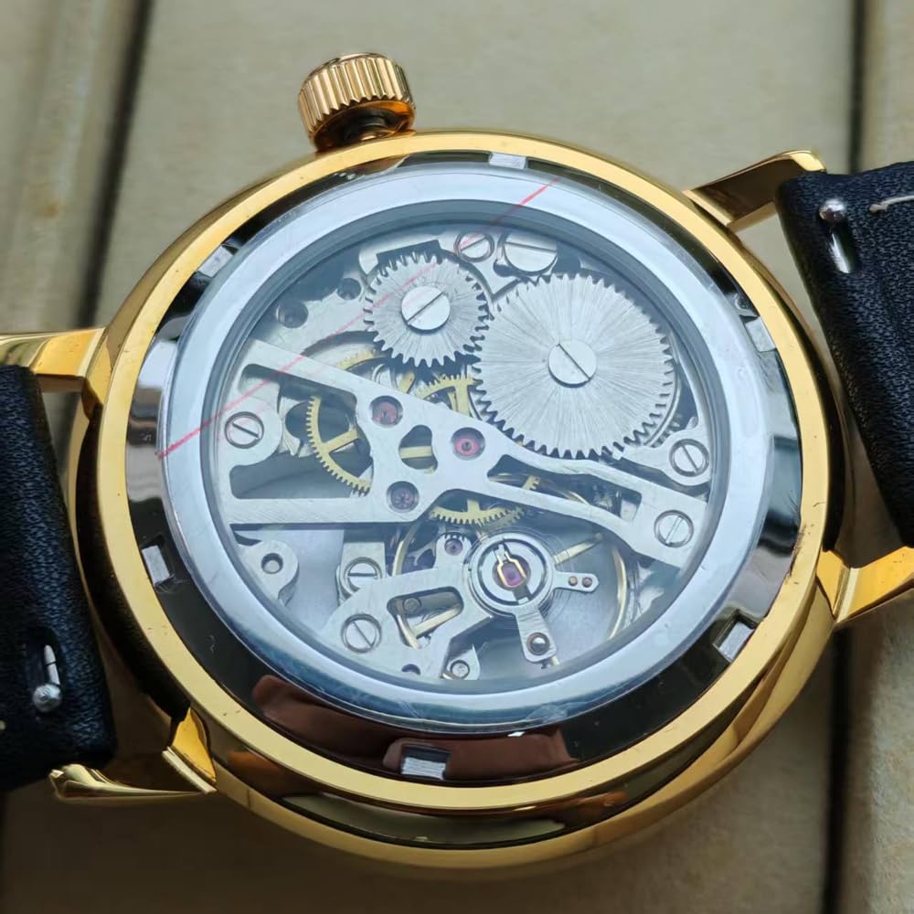 Boyarca Mechaniczny zegarek na rękę w stylu vintage z wypukłym szkłem do zegarka, swobodny i minimalistyczny ręcznie nakręcany mechaniczny zegarek dla mężczyzn i kobiet