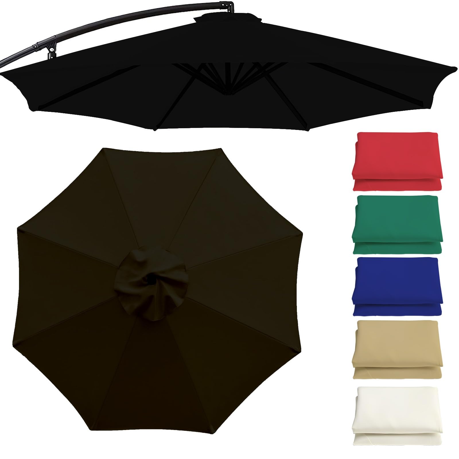 Plerile Terrassenschirm Ersatzdach 2m – 6-Rippen, Rot, UV-Schutz 95%, Aus Polyester