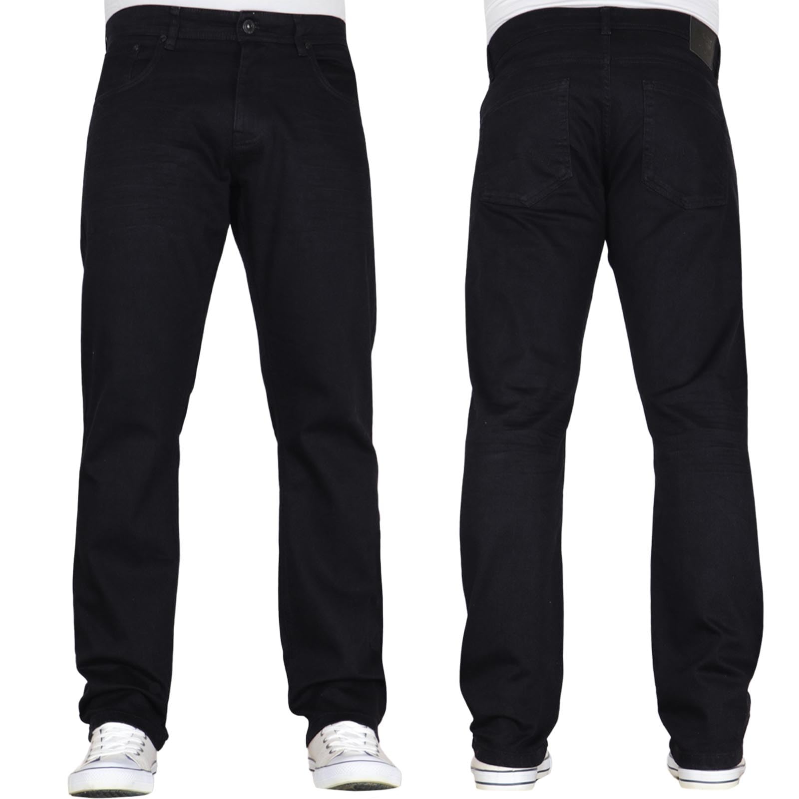 Crosshatch Mens Straight Leg Stretch Classic Regular Fit Essentials Denim Jeans by JEANBASE Black 32W X 30L
