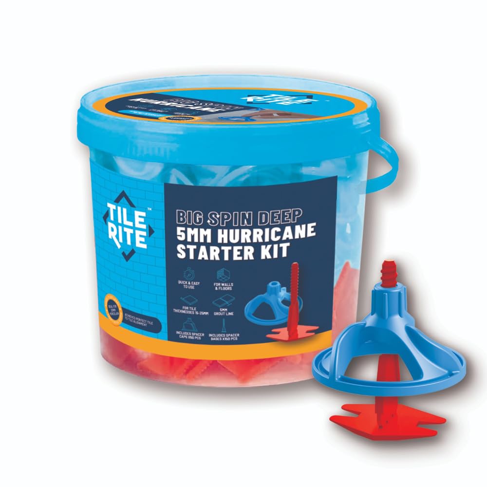 Tile Rite Big Spin Hurricane 5mm Deep Starter Kit Outdoor 20mm Porcelain Tile Leveller