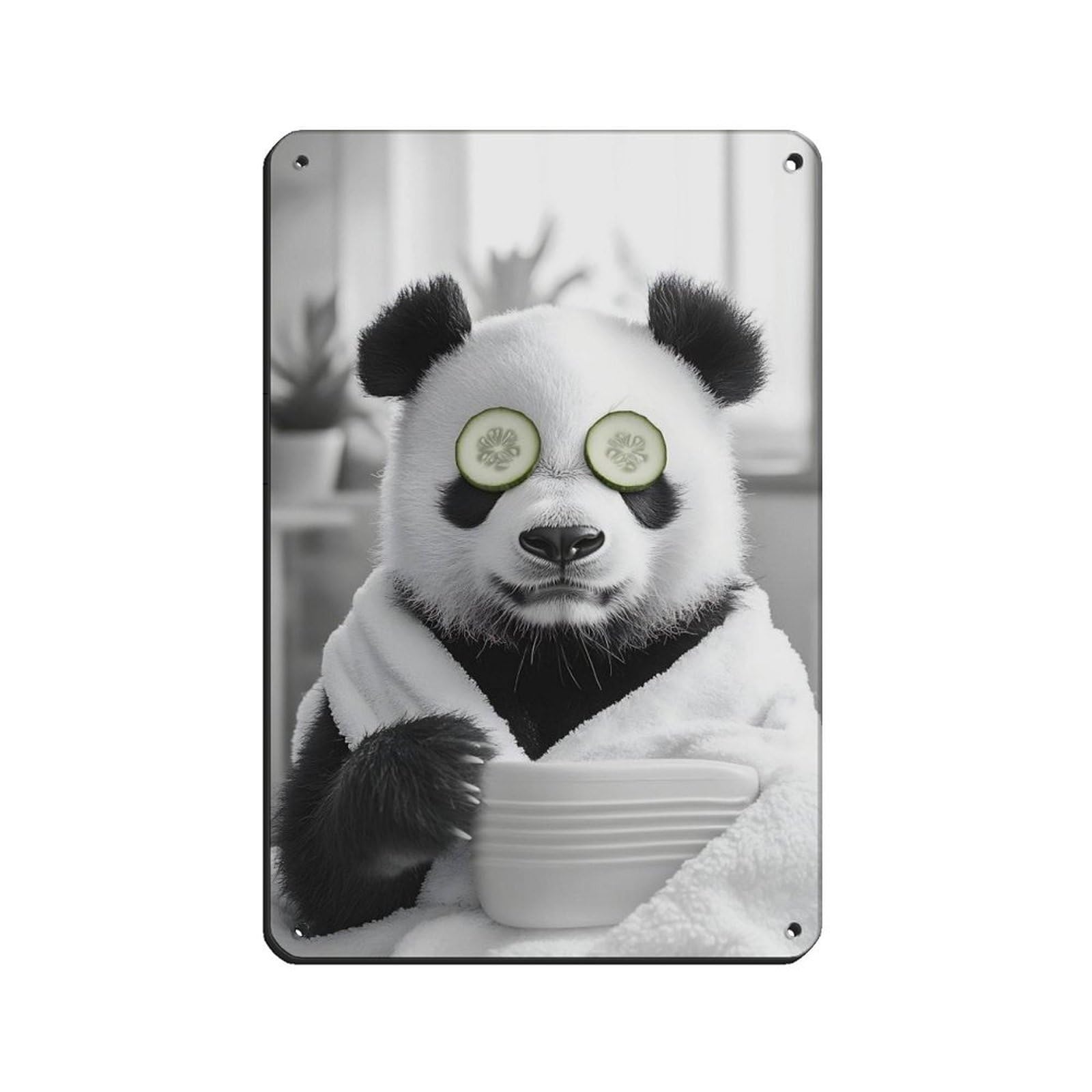 Lxwnze 20L X 30W Cm Cute Panda Spa Day, Relaxing Panda Tin Sign Vintage Metal Pub Club Cafe Bar Home Wall Art Decoration Poster Retro 8X12inch(20X30cm)