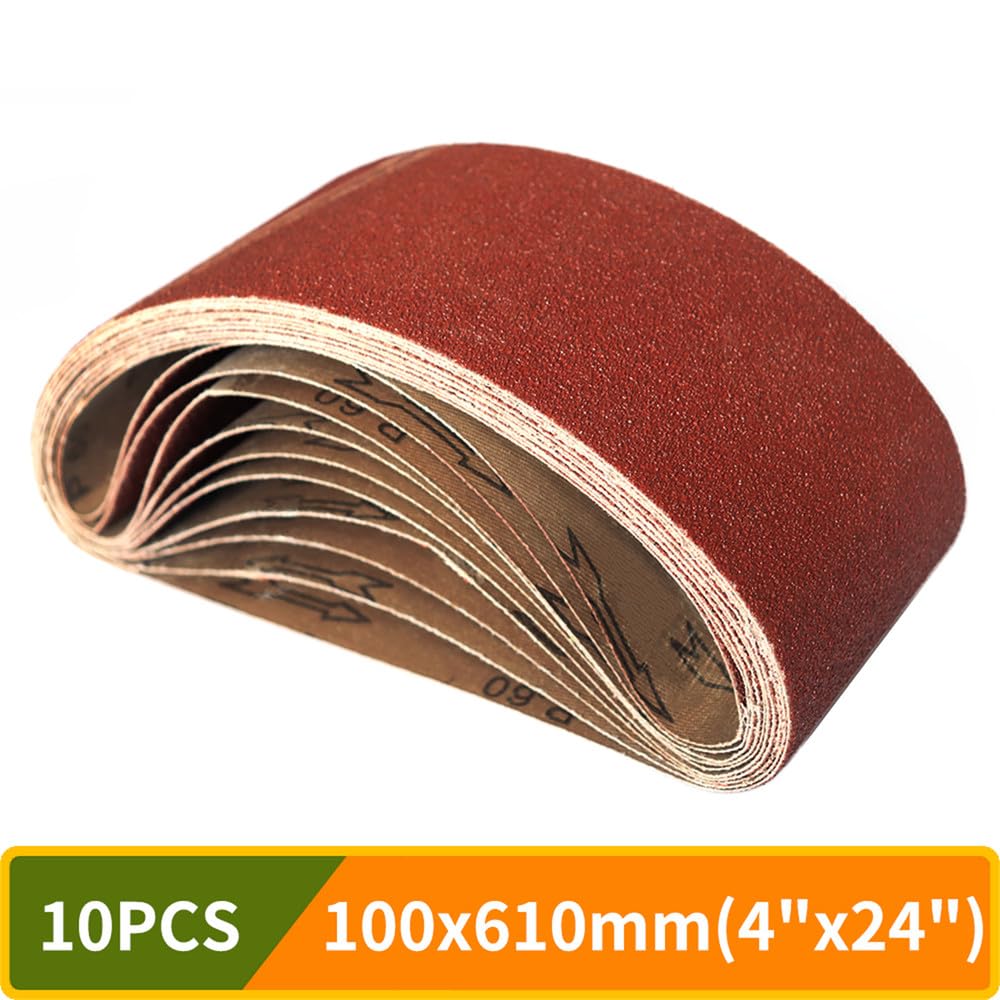 10 szt./zestaw 100 * 610 mm Paski ścierne 4" x 24" Taśma ścierna z tlenku glinu P40-P1000 do polerowania drewna, miękkiego metalu, 10 szt. 80 Grit