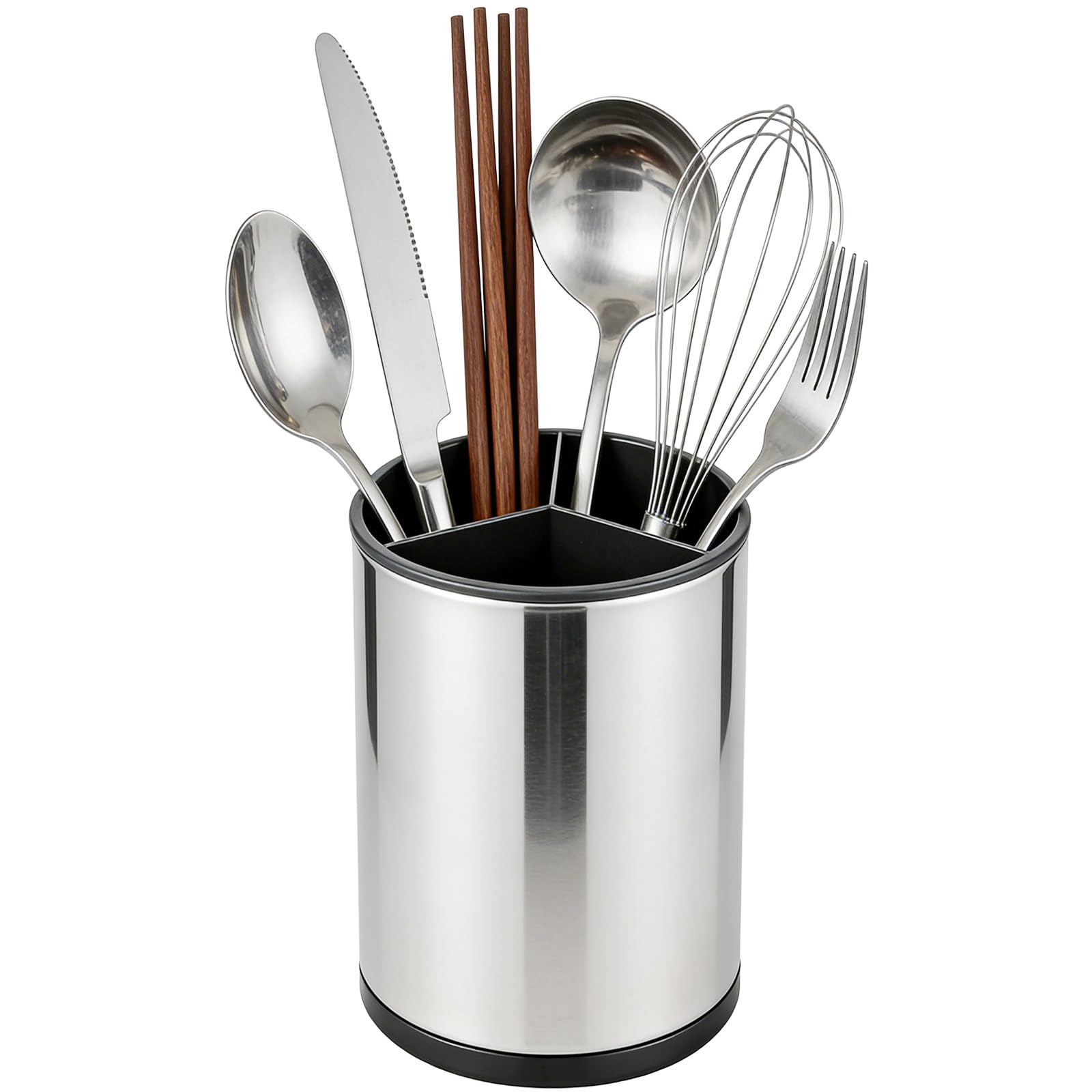 Küchenutensilienhalter: 360° Drehbar Utensilienhalter Küche aus Edelstahl, Küchen Utensilien Organizer mit Ablaufboden, Behälter Für Arbeitsplatte, 12.5×17cm