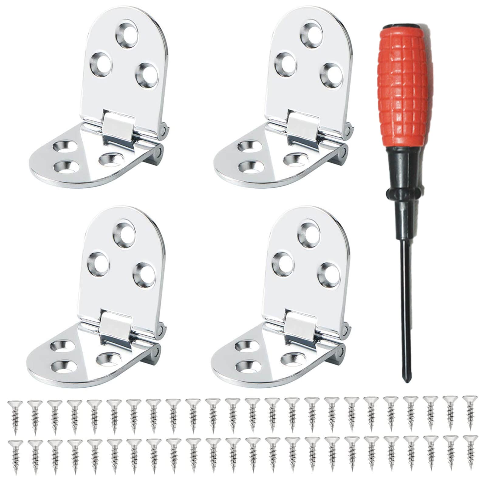 VintFun® 4Pcs Butler Tray Hinge, 180 Degree Round Edge Hinge, Flip Top Hinge with Screws for Butler Table Folding Tables Furniture Table