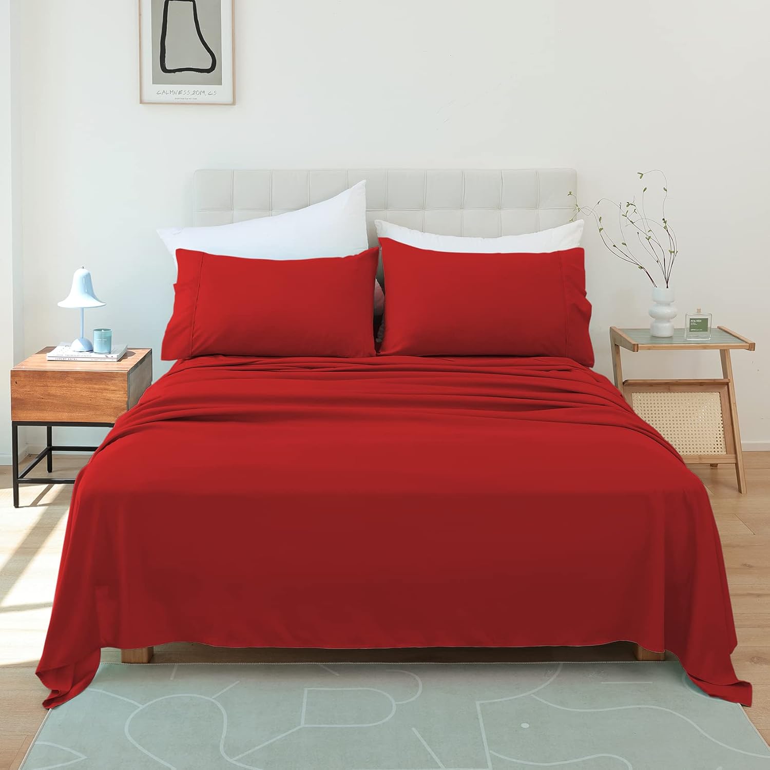 Whitney Home Textile Red King Size Sheet Set Breathable