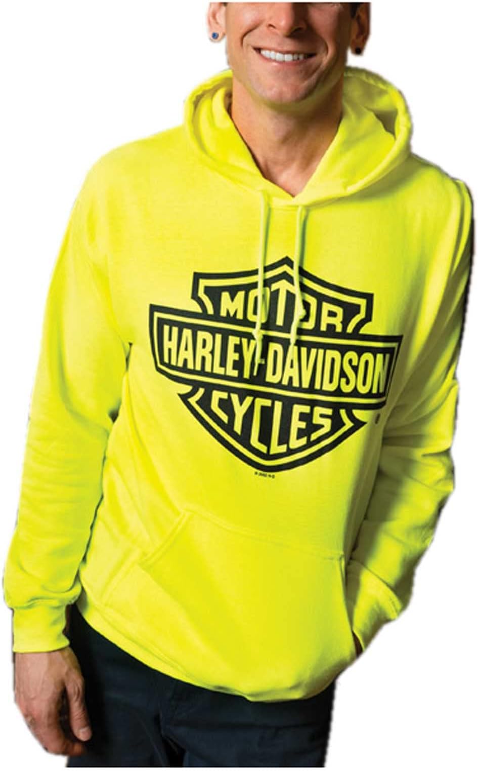 Wisconsin Harley-DavidsonHarley-Davidson Men's Bar & Shield Logo Pullover Fleece Hoodie - Safety Green