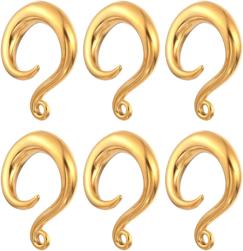 LADEMAYH 3 Pairs DIY Ear Taper Hooks Dangle Gauges, Hypoallergenic Stainless Steel Dangle Gauges Accessories Body Jewelry