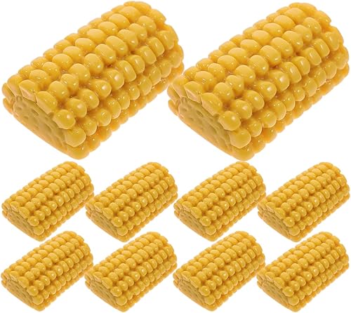 Miniatura 9 de YARDWE 20 adornos de mazorca de maíz falsos con parte trasera plana, dijes de resina de simulación de maíz para manualidades, decoración de cocina,
